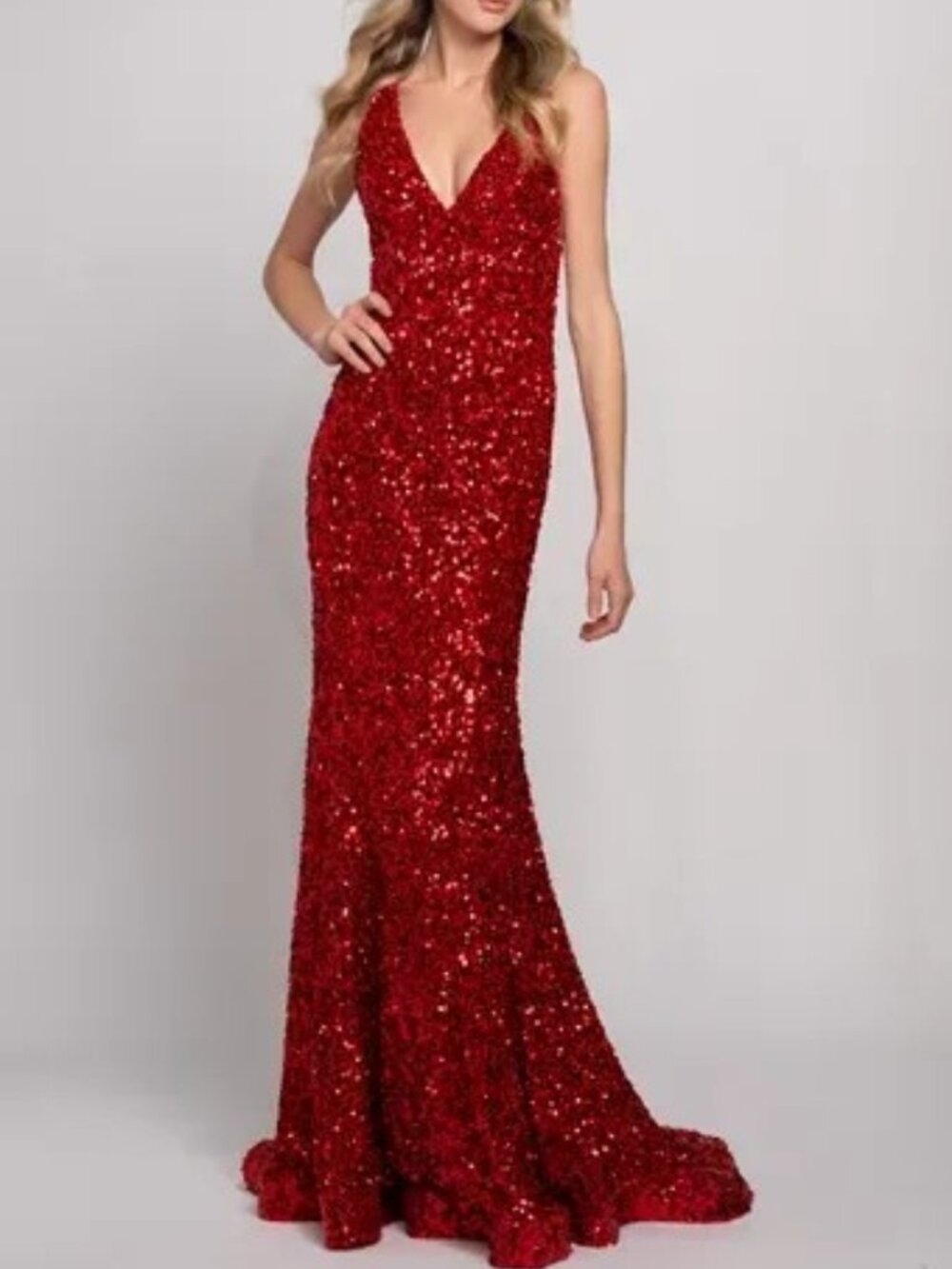 NWT Sophia Thomas Designs 3001B Sequin Mermaid Prom Dress Magenta Size 20